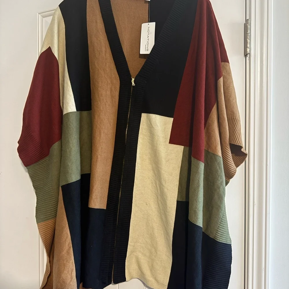 Notations Multicolor Open Front Poncho - Picture 2 of 6